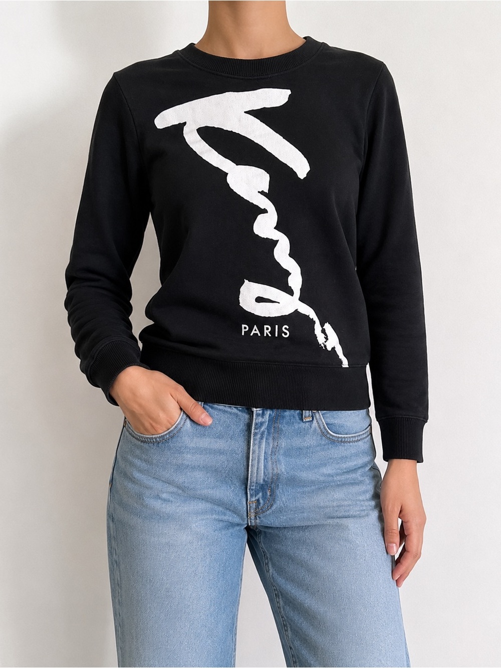Kenzo Paris Black Logo Crewneck Sweatshirt Women’s Pullover Graphic Sweater SM